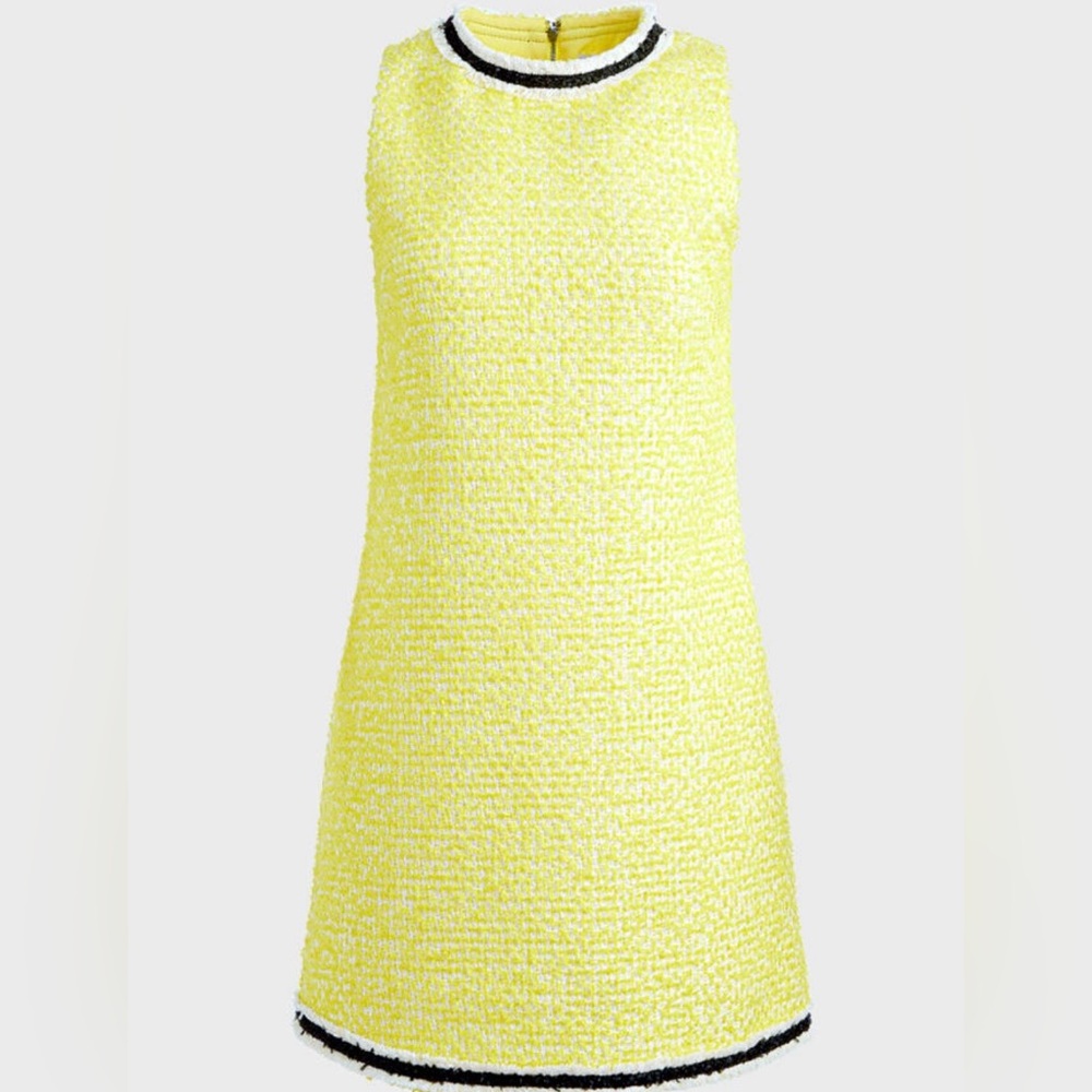 Alice + Olivia Yellow Sleeveless Shift Dress with Black Trim